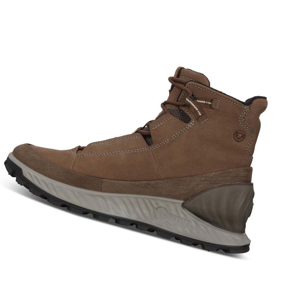 Men's Ecco Exostrike Mid Outdoor Boots Coffee / Brown | USA 441FDN